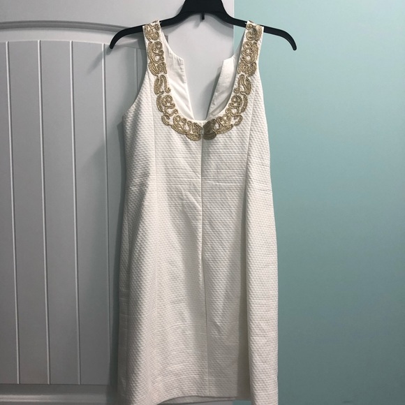 Lilly Pulitzer Shift Dress White and Gold - Picture 2 of 2